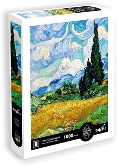 Puzzle 1000 sztuk - Pole pszenicy z cyprysami - Vincent Van Gogh