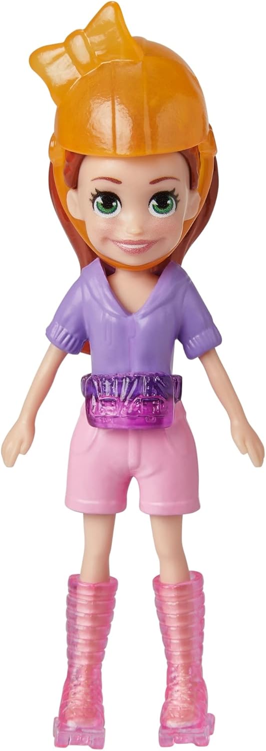 Mattel Polly Pocket - Lalka z zestawem sportowym do jazdy na deskorolce z pupilem (HKV90)