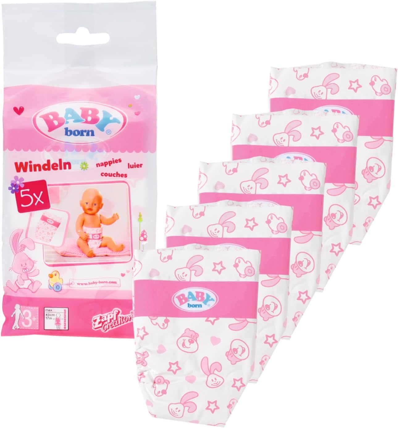 Zapf Creation: Baby Born - Pieluchy (5 sztuk) (826508-116718)