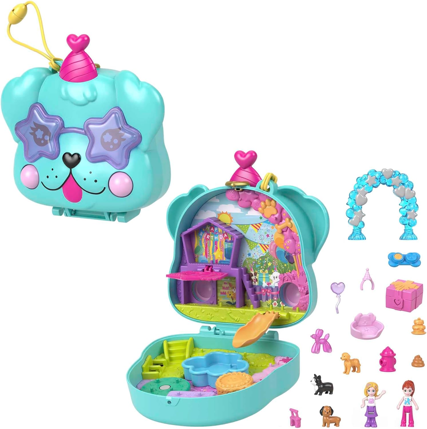 Mattel Polly Pocket - Zabawa urodzinowa dla pieska w kompaktowej formie (HKV30)