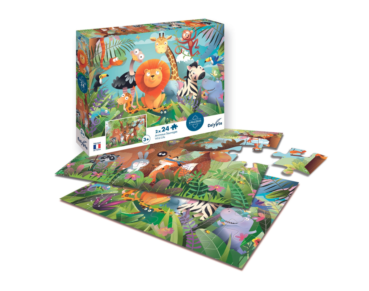 Puzzle 24 sztuk x 2 Dziko żyjące zwierzęta