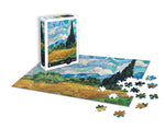 Puzzle 1000 sztuk - Pole pszenicy z cyprysami - Vincent Van Gogh