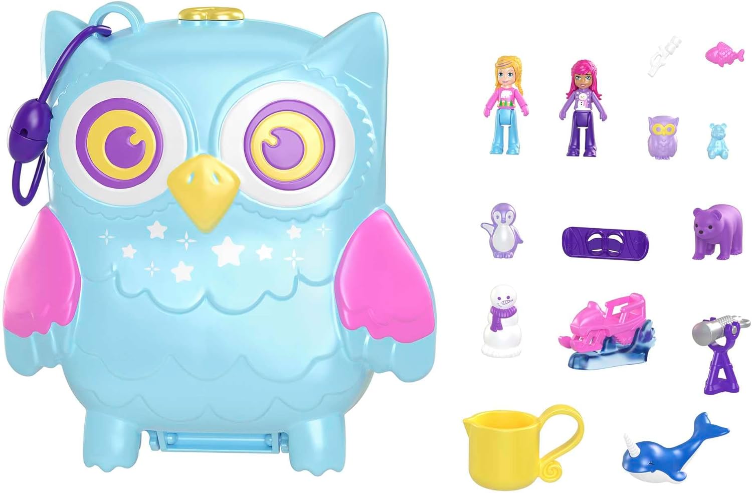 Mattel Polly Pocket: Pižama zabava - Snežna nočitev Sova Compact (HKV37)