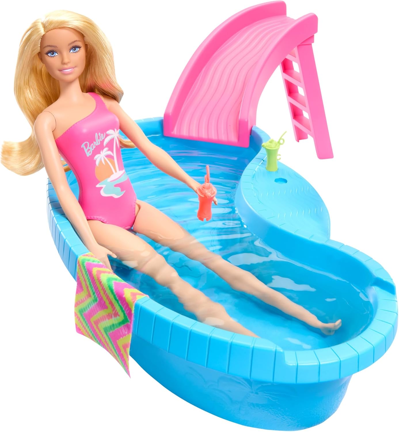 Mattel Barbie - Lalka z basenowym zjeżdżalnią (HRJ74)