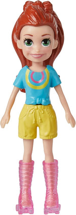 Mattel Polly Pocket - Lalka z zestawem sportowym do jazdy na deskorolce z pupilem (HKV90)
