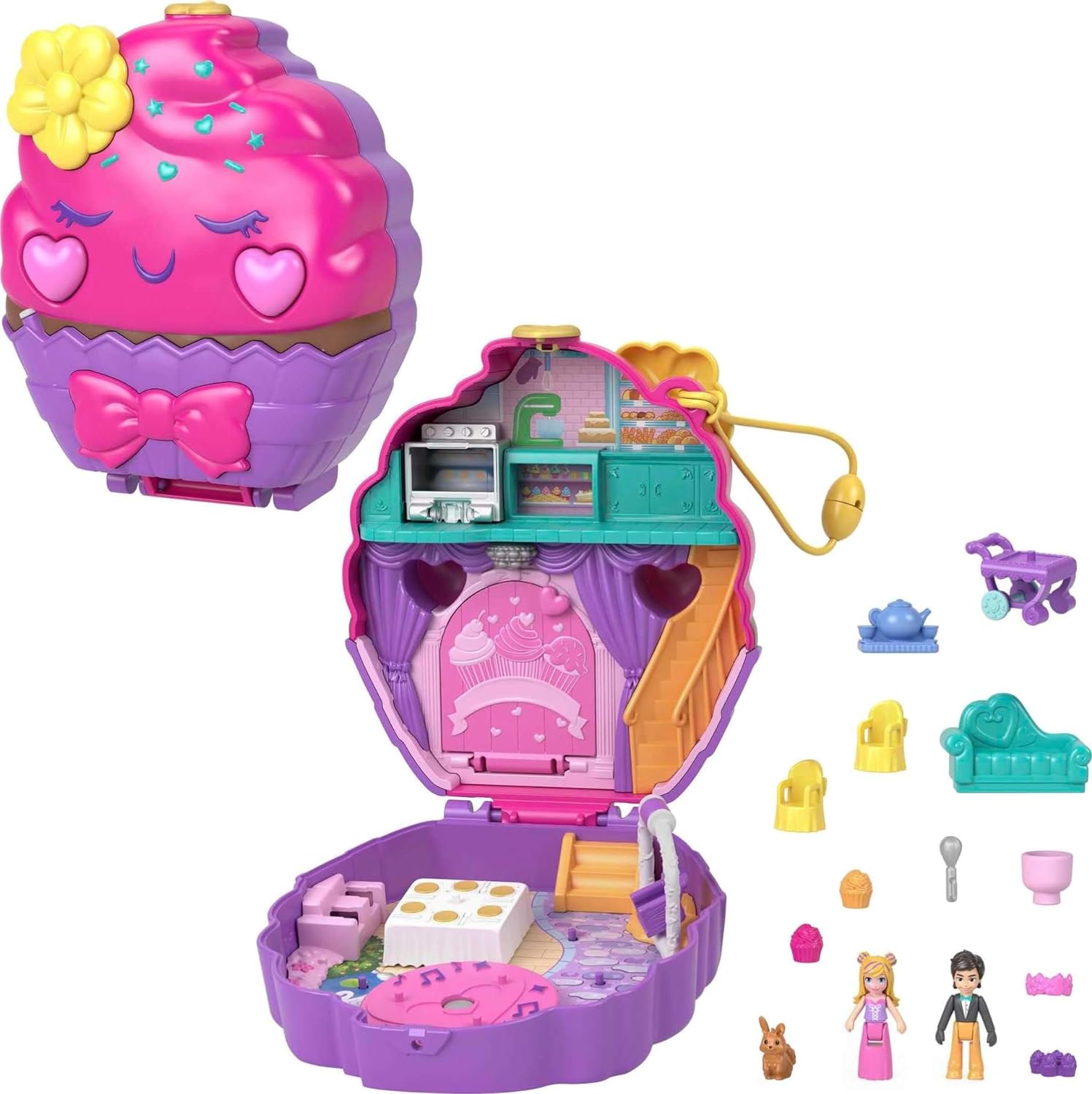 Mattel Polly Pocket - Kompaktowy zestaw na słodkie przekąski Cupcake (HKV31)