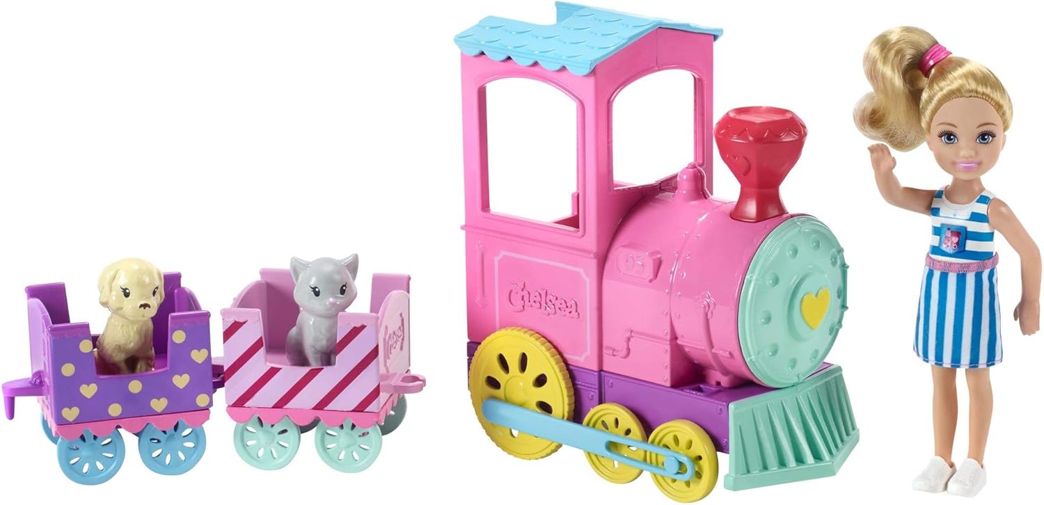 Barbie Chelsea Choo-Choo pociąg z lalką, kolorowy zestaw do zabawy z akcesoriami (FRL86)