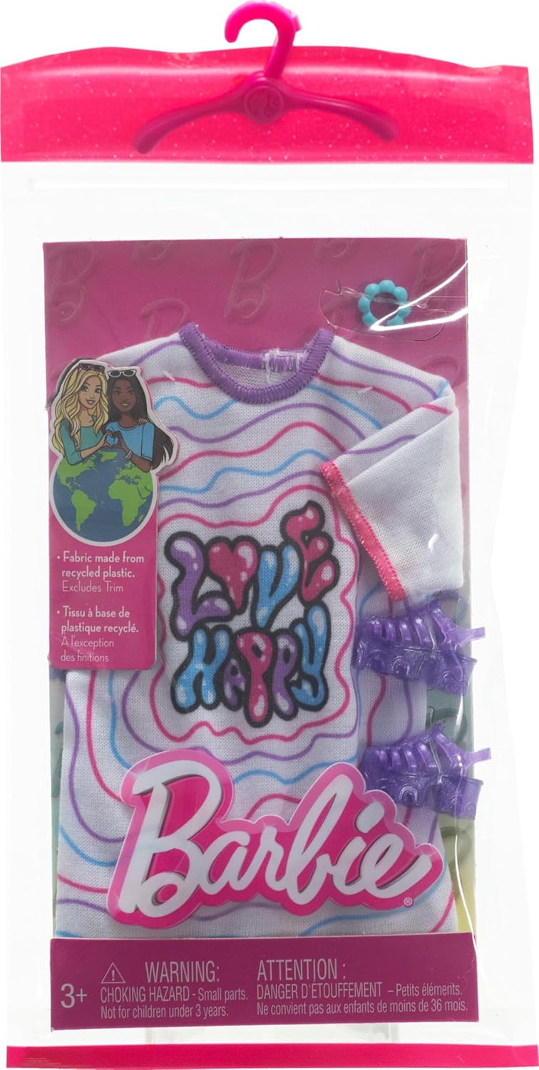 Mattel Barbie: Modni komplet - Črno-bela črtasta obleka s pečatom (HRH38)