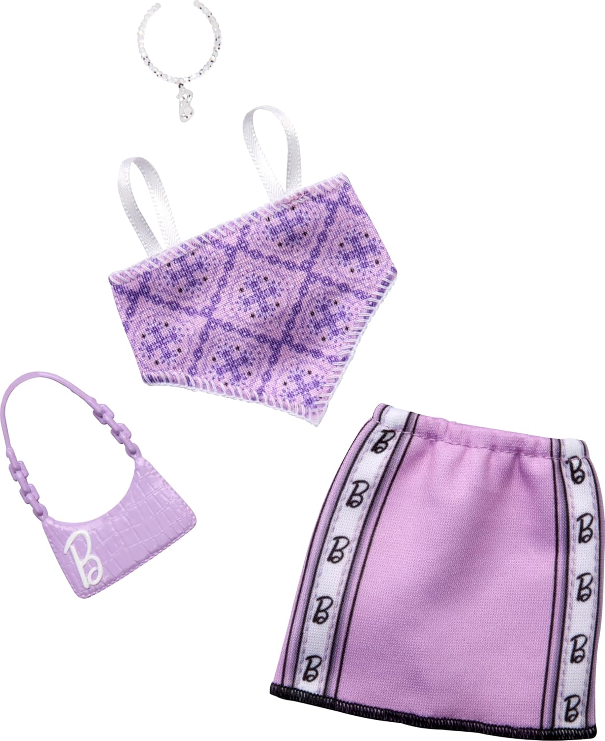 Mattel Barbie: Modni komplet - Vijolično krilo s topom in torbico (HRH37)