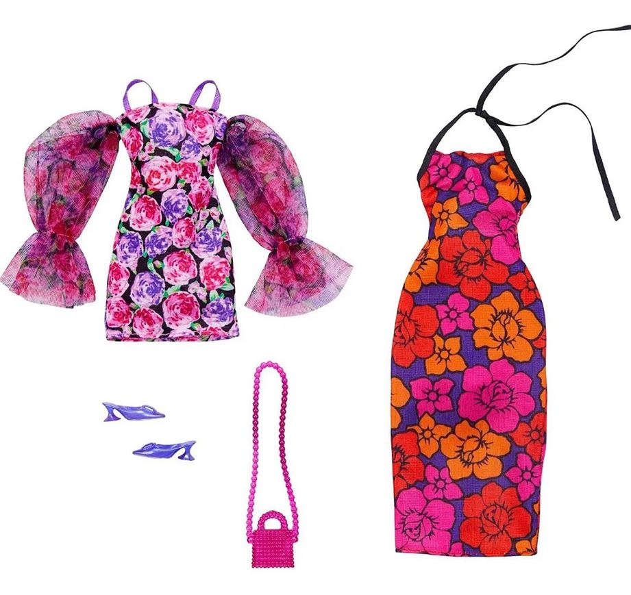 Mattel Barbie - Oblačilni komplet s cvetličnim motivom in dodatki (HJT35)