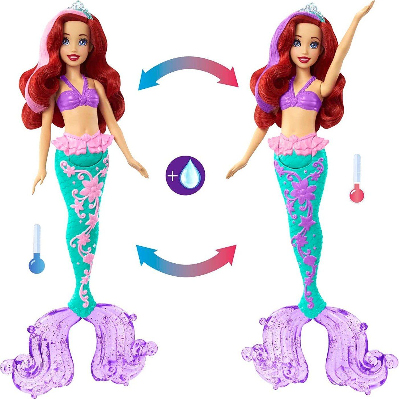 Mattel Disney Princess - Ariel syrenka z kolorowym sprayem (HLW00)