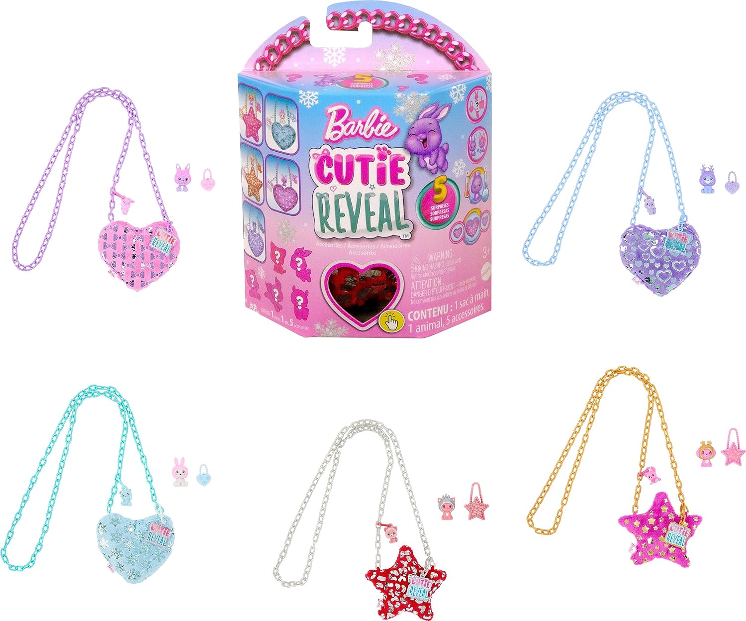 Mattel Barbie: Cutie Reveal - Różowa torba gwiazda i dodatki (HKR36)